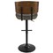 Lombardi Mid-Century Modern Adjustable Barstool in Walnut with Faux Leather